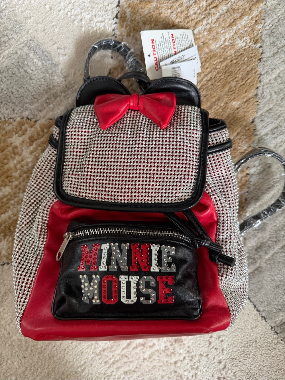 Minnie Mouse Red & Black Rhinestone Mini Backpack
